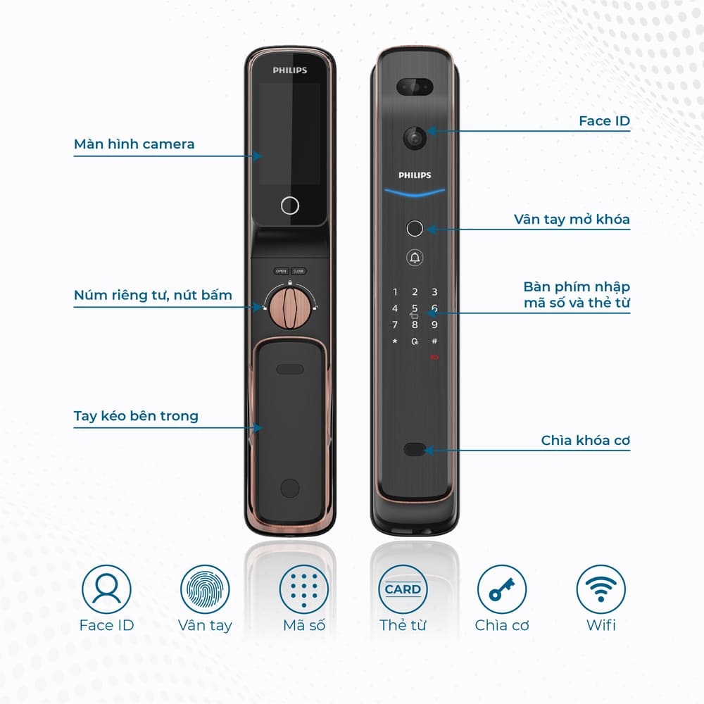 Khóa nhận diện khuôn mặt 3D Face Philips DDL709-7HWS